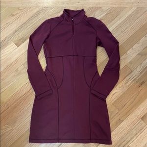 Athleta Cassidy Dress, Plum Color Petite Small, Half Zip Ponte Knit